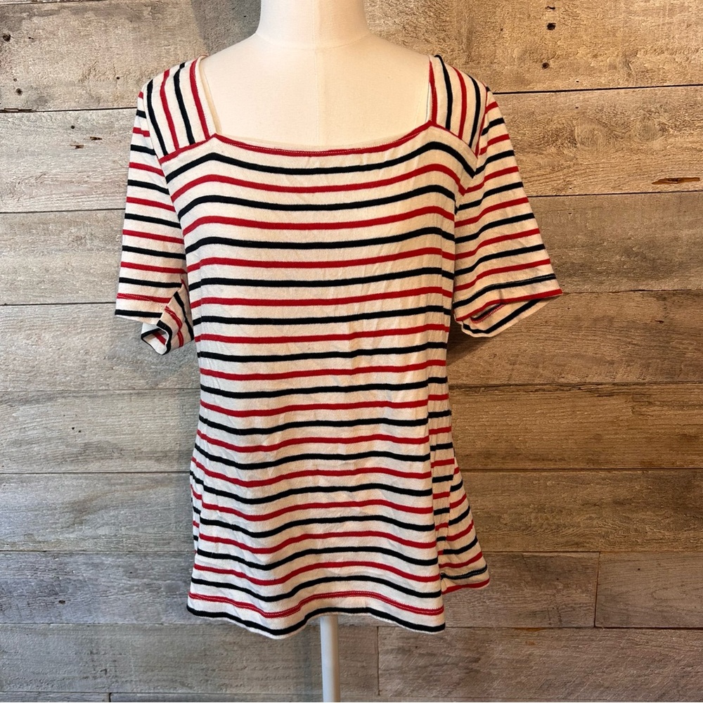 🛍️3/$30 Lane Bryant women’s striped short-sleeved t-shirt top in size‎ 10/12
